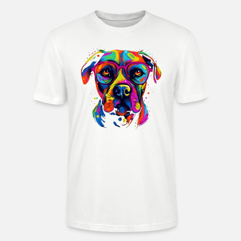 Hund mit Brille - Stanley/Stella Unisex Bio-T-Shirt CRAFTER - Weiß