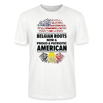 Né en Belgique Belgique États-Unis - T-shirt bio CRAFTER Stanley Stella Unisexe - blanc - Devant - Alina (178cm) & Michal (187cm)