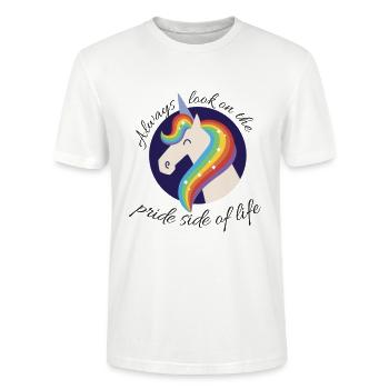 Regardez du côté PRIDE de la vie LGBTQI+ - T-shirt bio CRAFTER Stanley Stella Unisexe - blanc - Devant - Alina (178cm) & Michal (187cm)