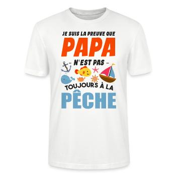 Papa Pêche Pêcheur Bébé Nourrisson Naissance - T-shirt bio CRAFTER Stanley Stella Unisexe - blanc - Devant - Alina (178cm) & Michal (187cm)