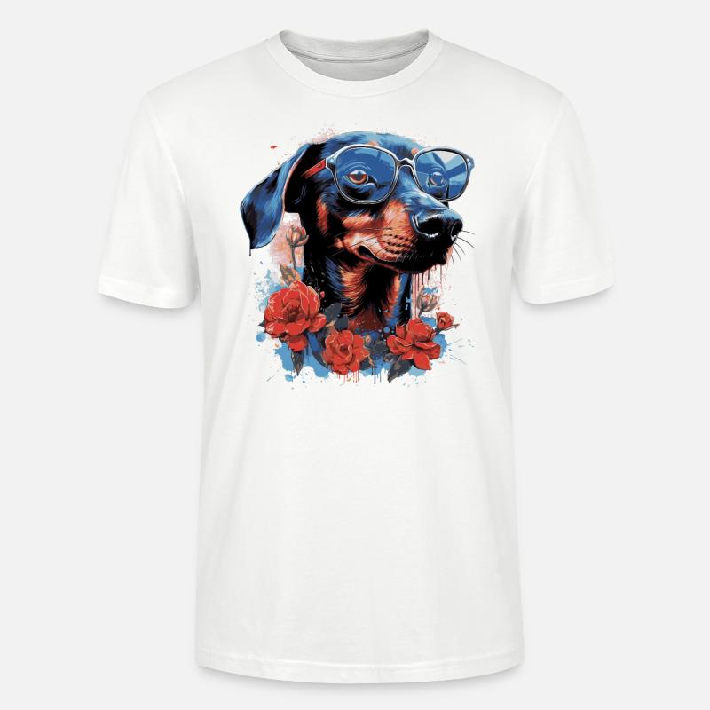Teckel rose - T-shirt bio CRAFTER Stanley Stella Unisexe - blanc