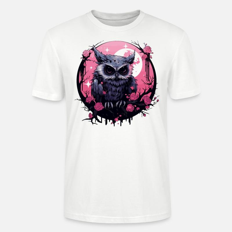 Eule und Rosen - Stanley/Stella Unisex Bio-T-Shirt CRAFTER - Weiß