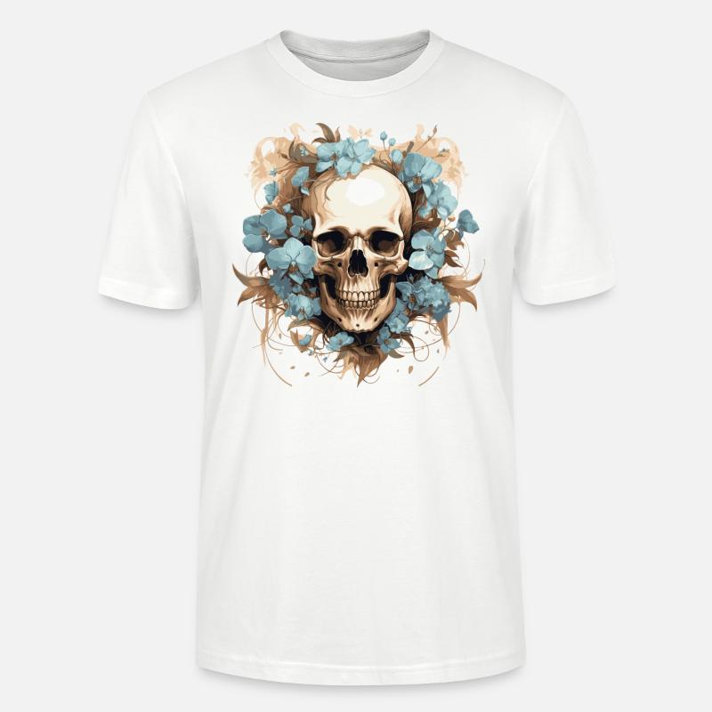 Crâne de fleur - T-shirt bio CRAFTER Stanley Stella Unisexe - blanc