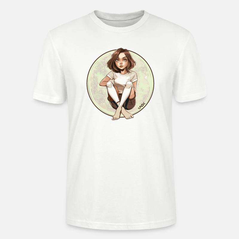 Fille d’anime assise - T-shirt bio CRAFTER Stanley Stella Unisexe - blanc