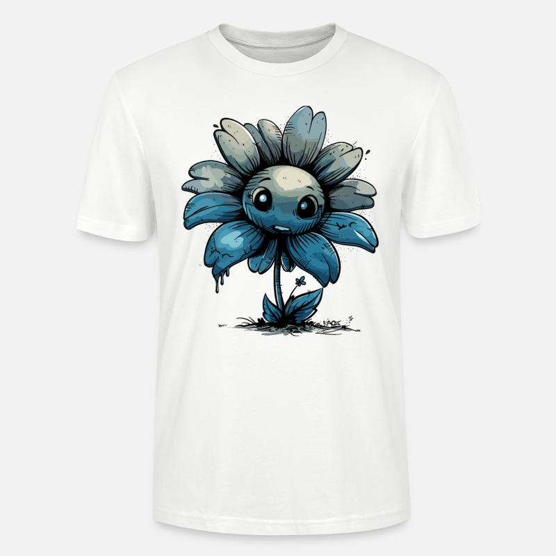 Eine dunkelblaue Comic Blume - Stanley/Stella Unisex Bio-T-Shirt CRAFTER - Weiß