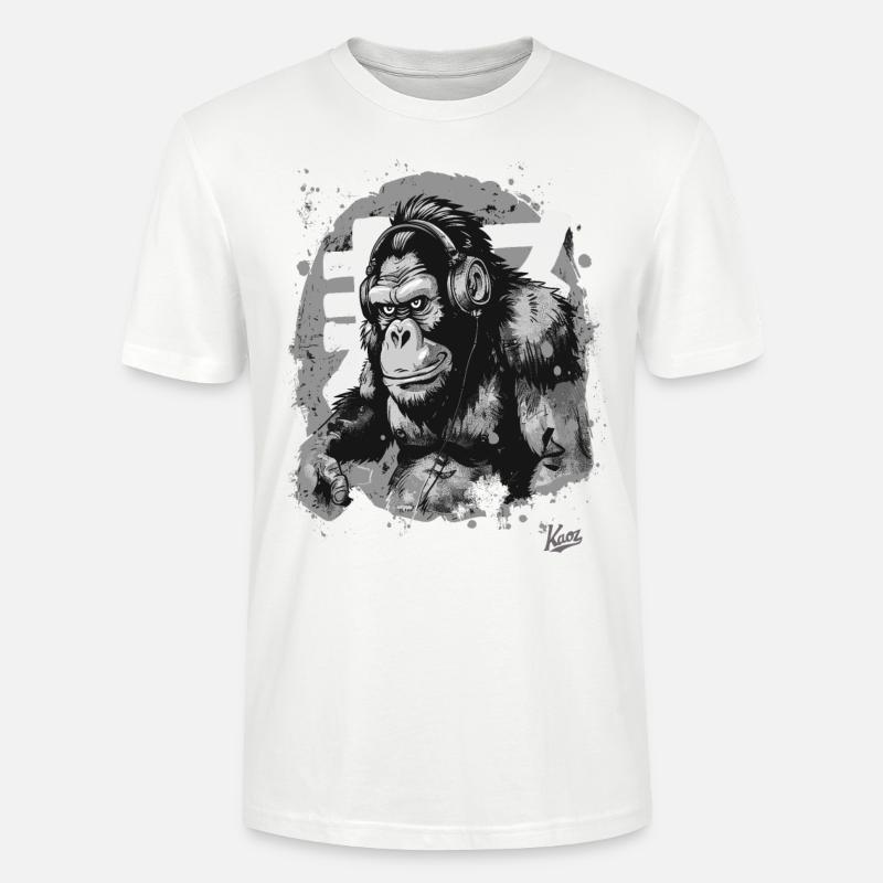 Funky Musik Kopfhörer Schimpansen-Affe - Stanley/Stella Unisex Bio-T-Shirt CRAFTER - Weiß