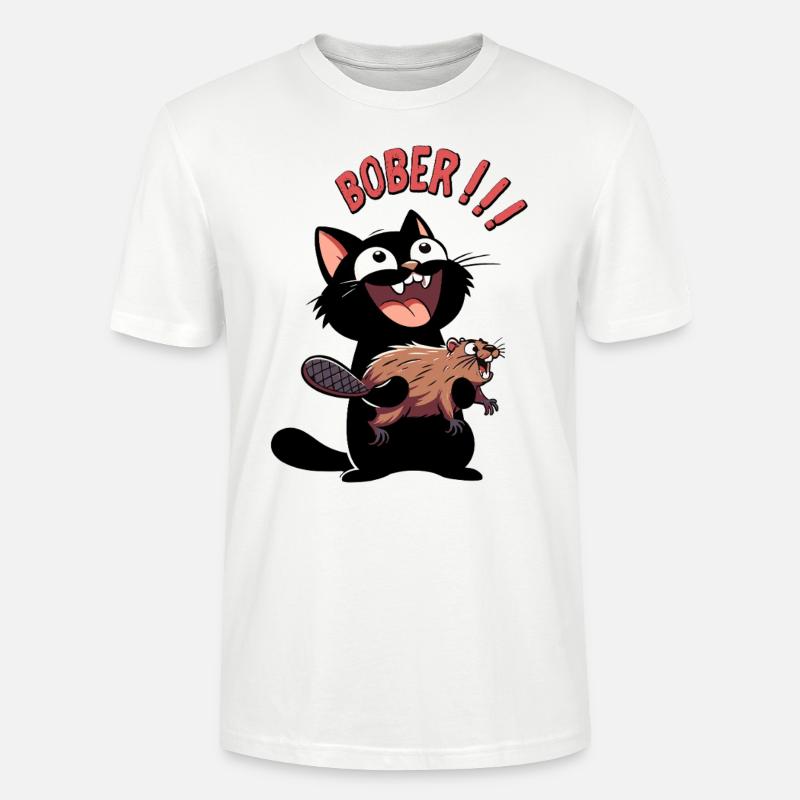 Hyper-Katze ruft „Bober!!!“ – Tierischer Ausraster - Stanley/Stella Unisex Bio-T-Shirt CRAFTER - Weiß
