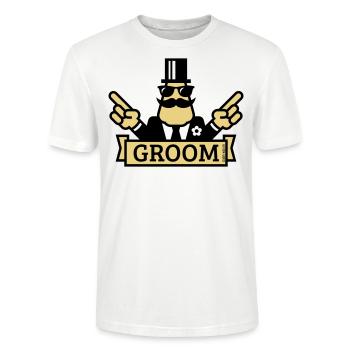 Pointing Groom (Stag Night / Bachelor Party / 2C) - Stanley/Stella CRAFTER Unisex Organic T-Shirt - white - Front - Alina (178cm) & Michal (187cm)