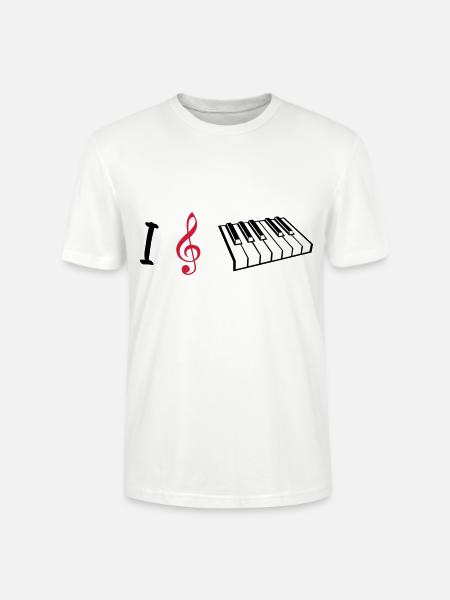 I love piano, piano - Stanley/Stella CRAFTER Unisex Organic T-Shirt - white