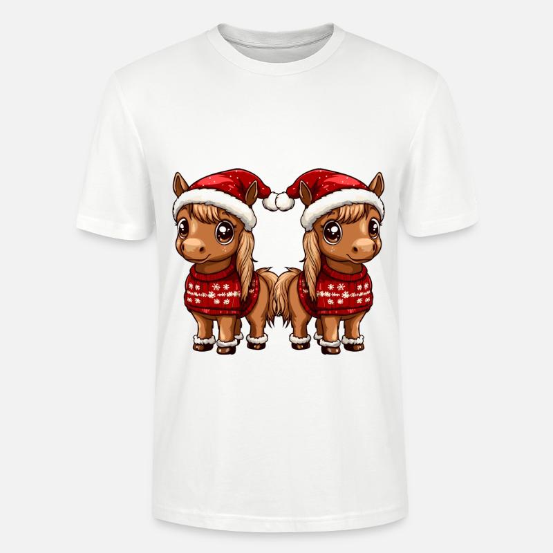 Equipe de Noël à cheval - T-shirt bio CRAFTER Stanley Stella Unisexe - blanc