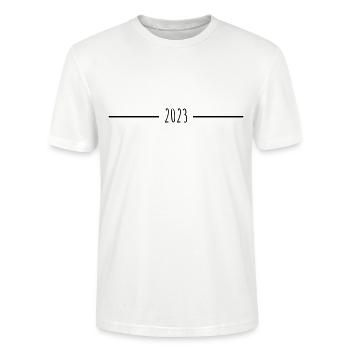 2023 - Jahr - Linie - Jahreswechsel - Stanley/Stella Unisex Bio-T-Shirt CRAFTER - Weiß - Vorne - Alina (178cm) & Michal (187cm)