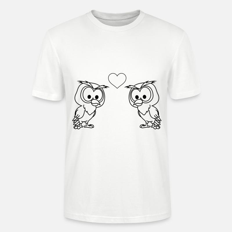 Owl Comic Couple amour - T-shirt bio CRAFTER Stanley Stella Unisexe - blanc