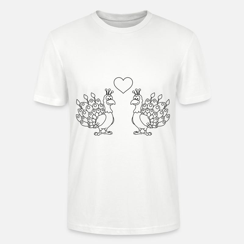 Pfau Comic Paar liebe - Stanley/Stella Unisex Bio-T-Shirt CRAFTER - Weiß