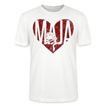 Biene Maja Rotes Herz - Stanley/Stella Unisex Bio-T-Shirt CRAFTER - Weiß - Vorne - Alina (178cm) & Michal (187cm)