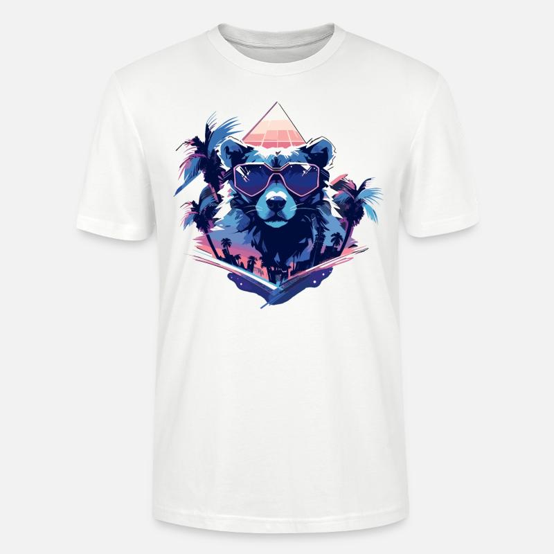 Future Bear mit Sonnenbrille - Stanley/Stella Unisex Bio-T-Shirt CRAFTER - Weiß