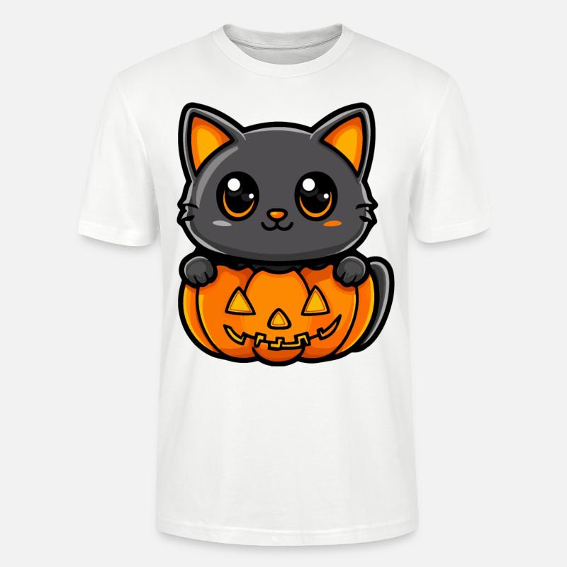Chat Halloween Chat Bande dessinée - T-shirt bio CRAFTER Stanley Stella Unisexe - blanc