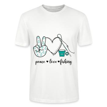 Peace Love Fishing - Stanley/Stella CRAFTER Unisex Organic T-Shirt - white - Front - Alina (178cm) & Michal (187cm)