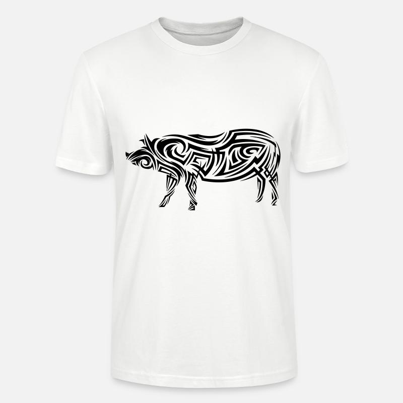 Tatouage tribal de cochon - T-shirt bio CRAFTER Stanley Stella Unisexe - blanc