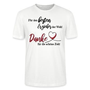Bester Erzieher der Welt! Danke! - Stanley/Stella Unisex Bio-T-Shirt CRAFTER - Weiß - Vorne - Alina (178cm) & Michal (187cm)