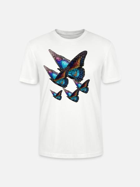 schmetterlinge,pailletten,gold,metallisch, - Stanley/Stella Unisex Bio-T-Shirt CRAFTER - Weiß