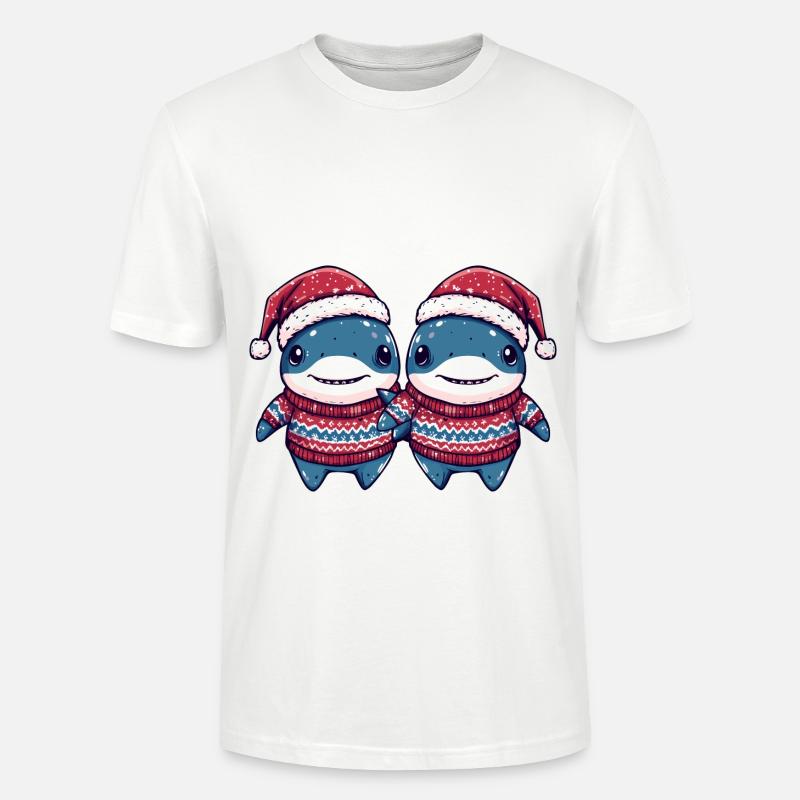 L’équipe de Noël des requins - T-shirt bio CRAFTER Stanley Stella Unisexe - blanc