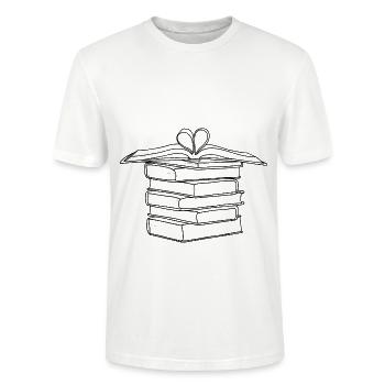 Stack drawing of | books Drawing Books - Stanley/Stella CRAFTER Unisex Organic T-Shirt - white - Front - Alina (178cm) & Michal (187cm)