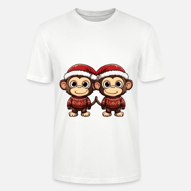 L’équipe de Noël des singes - T-shirt bio CRAFTER Stanley Stella Unisexe - blanc