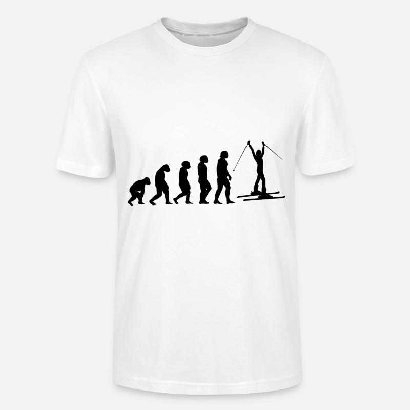 Evolution und Skifahren - - Stanley/Stella Unisex Bio-T-Shirt CRAFTER - Weiß