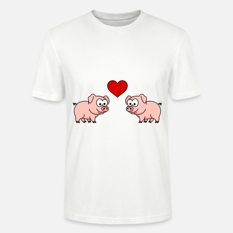 Cochon Comic Couple Amour - T-shirt bio CRAFTER Stanley Stella Unisexe - blanc