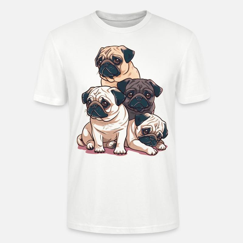 Pug Stack - Stanley/Stella CRAFTER Unisex Organic T-Shirt - white