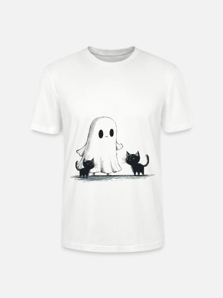 Geist Schwarze Katzen Halloween Geist - Stanley/Stella Unisex Bio-T-Shirt CRAFTER - Weiß