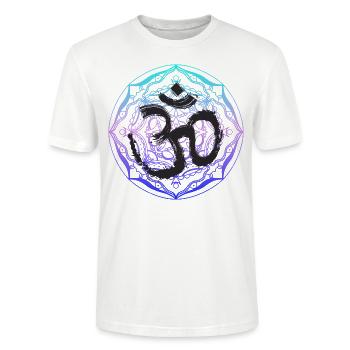 Om Goa spirituell Meditation Rave Festival Buddha - Stanley/Stella Unisex Bio-T-Shirt CRAFTER - Weiß - Vorne - Alina (178cm) & Michal (187cm)
