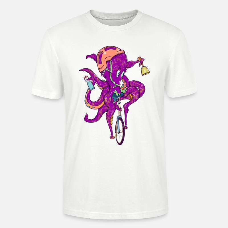 Octopus riding a unicycle - Stanley/Stella Unisex Bio-T-Shirt CRAFTER - Weiß
