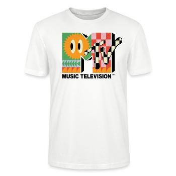 MTV Music Television Buntes Logo Mit Sonne - Stanley/Stella Unisex Bio-T-Shirt CRAFTER - Weiß - Vorne - Alina (178cm) & Michal (187cm)
