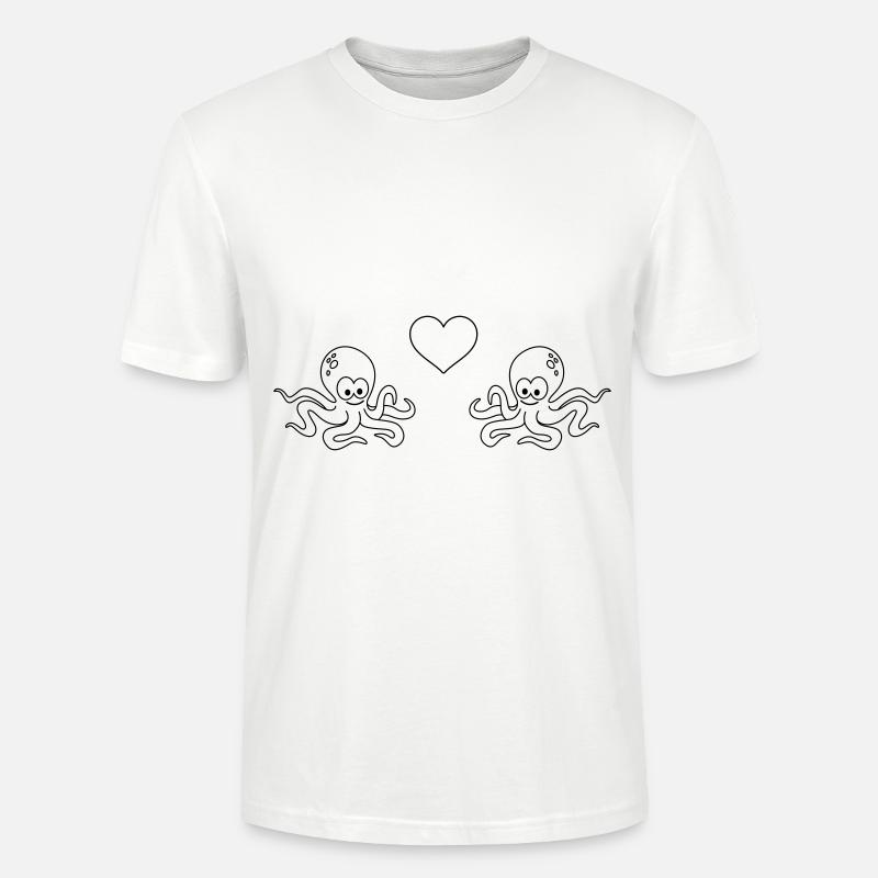 Krake Comic Paar liebe - Stanley/Stella Unisex Bio-T-Shirt CRAFTER - Weiß