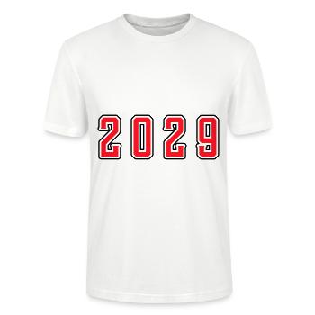 2029 year birthday - Stanley/Stella CRAFTER Unisex Organic T-Shirt - white - Front - Alina (178cm) & Michal (187cm)