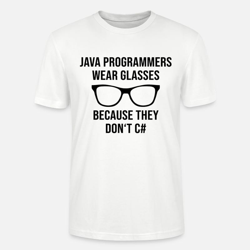 Programmeur Java Developer Glasses - T-shirt bio CRAFTER Stanley Stella Unisexe - blanc