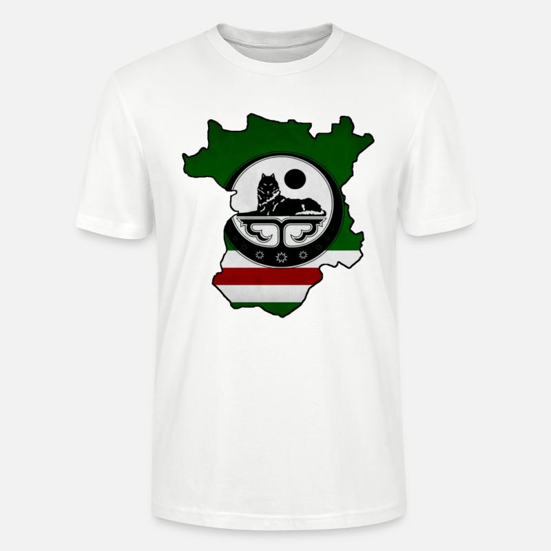 Chechnya Map, Chechen Flag - Stanley/Stella Unisex Bio-T-Shirt CRAFTER - Weiß