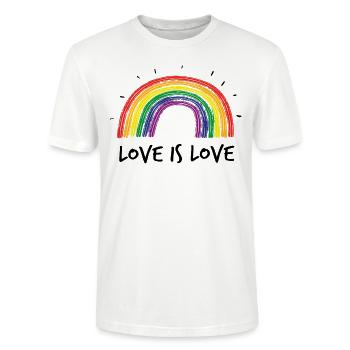 Liebe ist Liebe Gay Pride Regenbogen - Stanley/Stella Unisex Bio-T-Shirt CRAFTER - Weiß - Vorne - Alina (178cm) & Michal (187cm)
