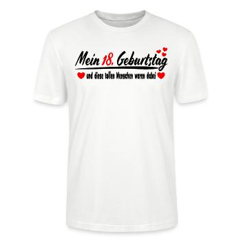 18. Geburtstag Gästebuch Gästeliste Geschenkidee - Stanley/Stella Unisex Bio-T-Shirt CRAFTER - Weiß - Vorne - Alina (178cm) & Michal (187cm)