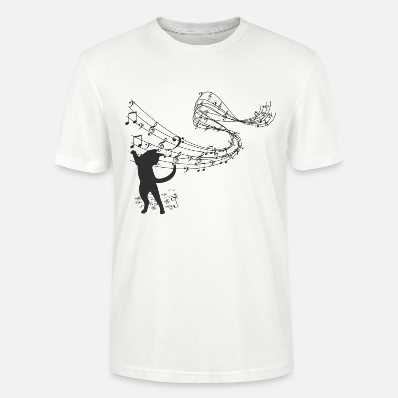 Chat de notes de musique - T-shirt bio CRAFTER Stanley Stella Unisexe - blanc