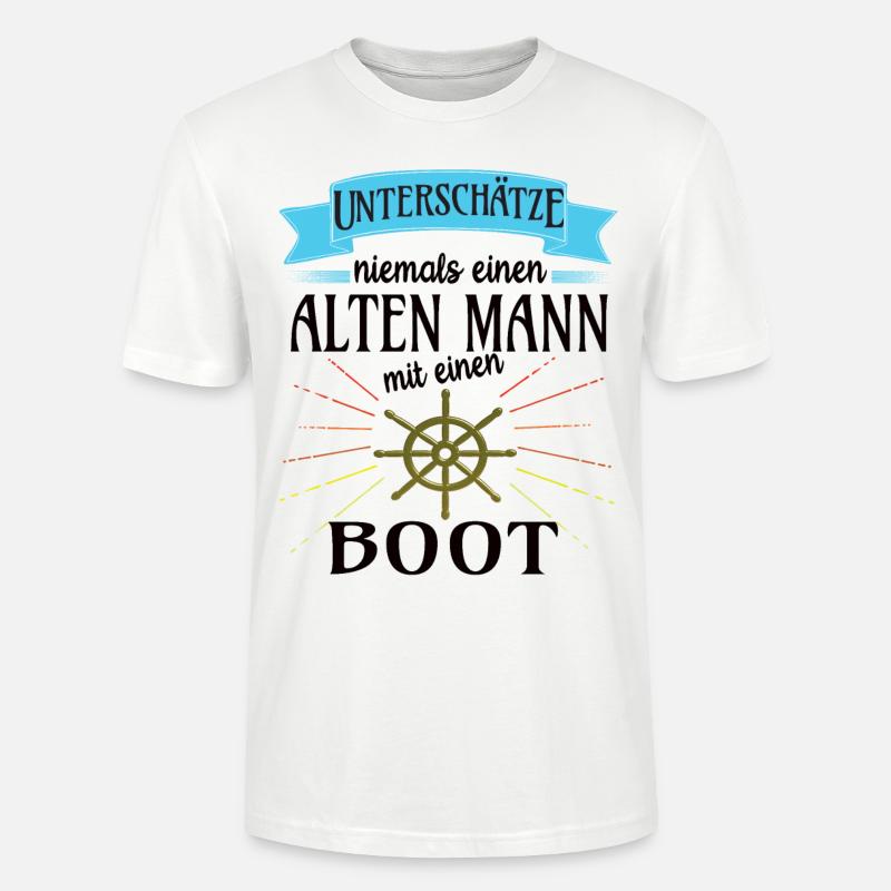 Alter Mann mit Boot - Stanley/Stella Unisex Bio-T-Shirt CRAFTER - Weiß