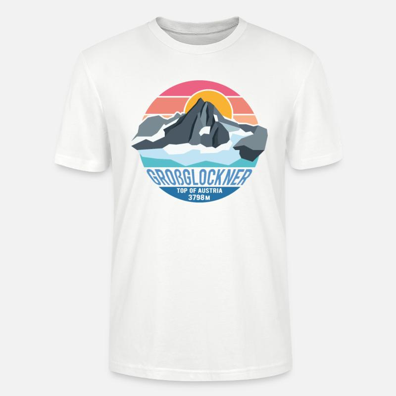 Grossglockner 3798m low poly mountain summit Austria - Stanley/Stella CRAFTER Unisex Organic T-Shirt - white