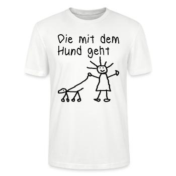 lustiges Hunde Spruch Geschenk Hund Vierbeiner wuf - Stanley/Stella Unisex Bio-T-Shirt CRAFTER - Weiß - Vorne - Alina (178cm) & Michal (187cm)