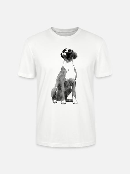 Sitzender Boxer Hund - Stanley/Stella Unisex Bio-T-Shirt CRAFTER - Weiß