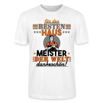 Hausmeister Geschenk für Weihnachten & Geburtstag - Stanley/Stella Unisex Bio-T-Shirt CRAFTER - Weiß - Vorne - Alina (178cm) & Michal (187cm)