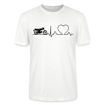 Moped Zweitakt Simson S51 Design - Stanley/Stella Unisex Bio-T-Shirt CRAFTER - Weiß - Vorne - Alina (178cm) & Michal (187cm)