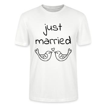 just married - Stanley/Stella Unisex Bio-T-Shirt CRAFTER - Weiß - Vorne - Alina (178cm) & Michal (187cm)