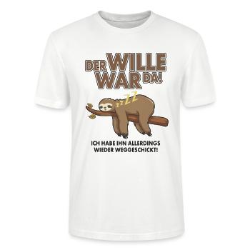 DER WILLE WAR DA FAULTIER ARBEIT SCHLAFEN GESCHENK - Stanley/Stella Unisex Bio-T-Shirt CRAFTER - Weiß - Vorne - Alina (178cm) & Michal (187cm)