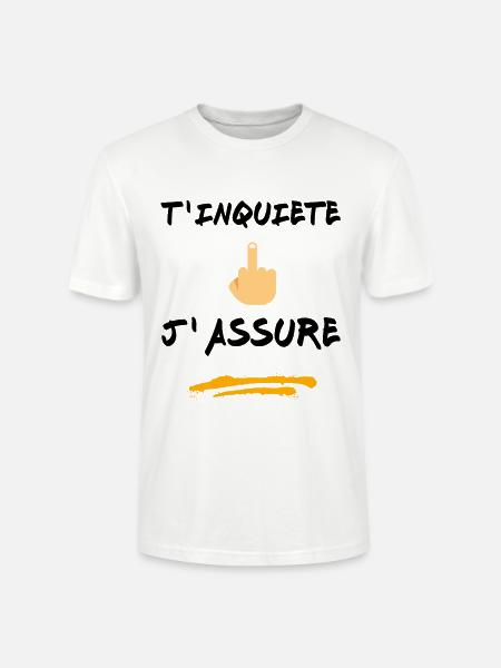 T inquiète j assure - T-shirt bio CRAFTER Stanley Stella Unisexe - blanc